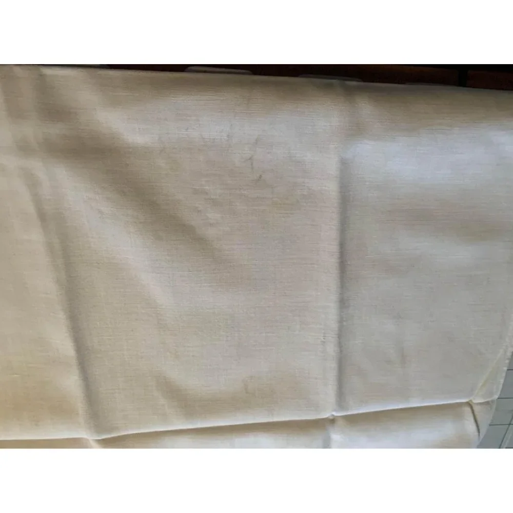 Hand Embroidered Cotton Floral Towel Vintage Cream Blue & Orange Accents